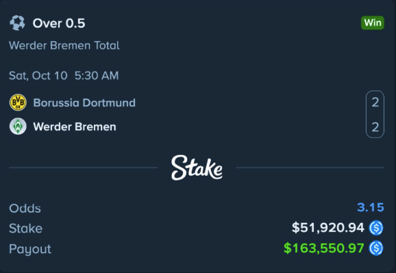 Werder Bremen $163K payout